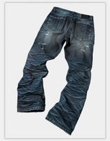Distressed Red Selvedge Straight Jeans