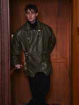 Loose Riveted Punk Leather Jacket