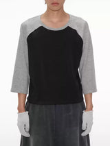 Color Block Raglan Three-Quarter Sleeve Tops