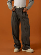 Men's Black-Grey Double Waistband Casual Pants