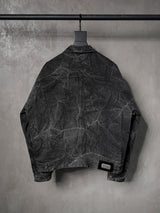 Washed Distressed Gray Raglan Denim Jacket