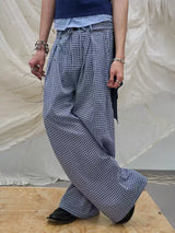 Plaid Casual Pants With Detachable Scarf