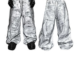Wide Leg Two-In-One White Canvas Pants