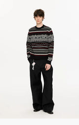 Fair Isle Milk Cotton Knit Sweater