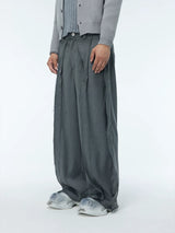 Unisex Grey Frayed Straight Leg Pants
