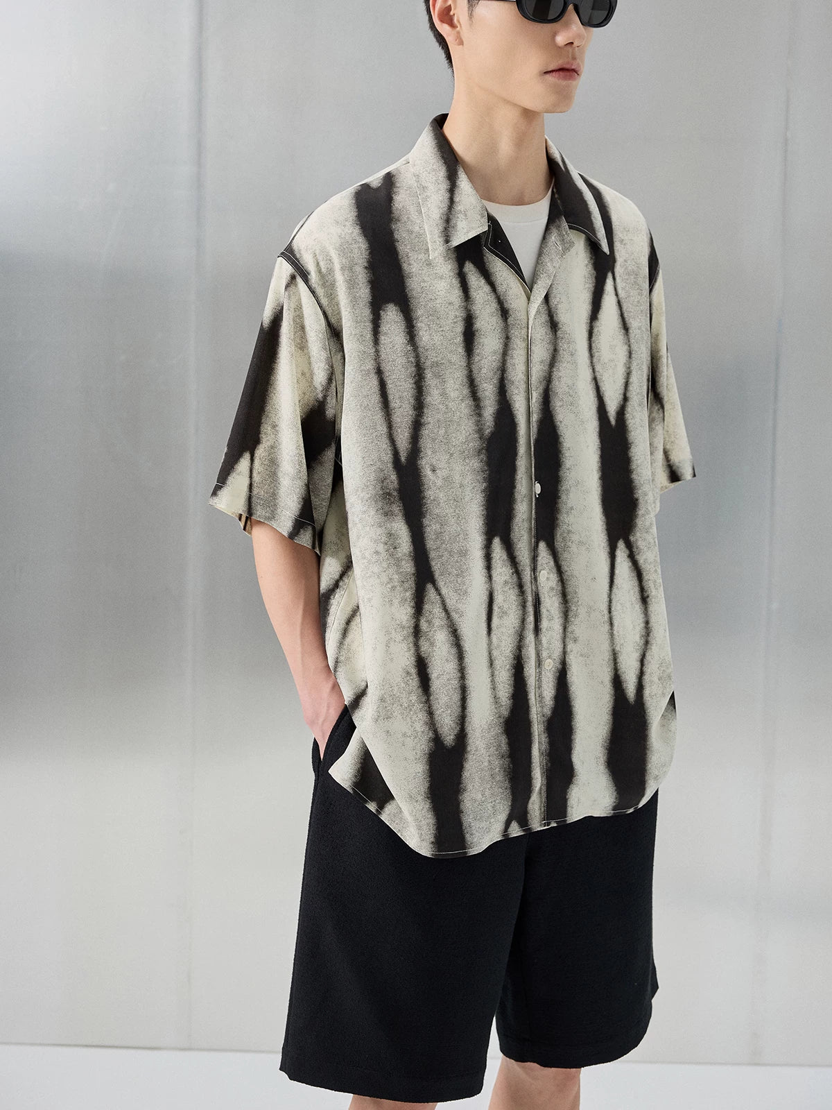 Printed Short Sleeve Cuban Collar Shirt