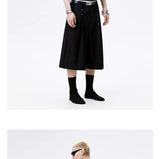 Metal Studded Pleated Wide Leg Shorts