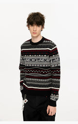 Fair Isle Milk Cotton Knit Sweater
