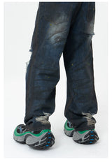 Black Ripped Distressed Wide Leg Jeans