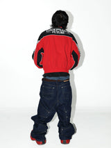 Blue Riveted Wide Leg Denim Pants