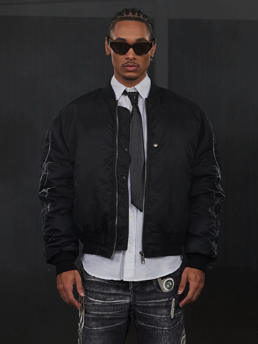 Graffiti Embroidered Printed MA1 Bomber Jacket