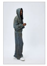 Vintage Washed Drawstring Wide Leg Sweatpants