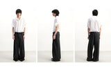 Pleated Twill Wide Leg Casual Pants