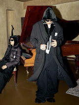 Black Oversized Long Detachable Padded Blazer
