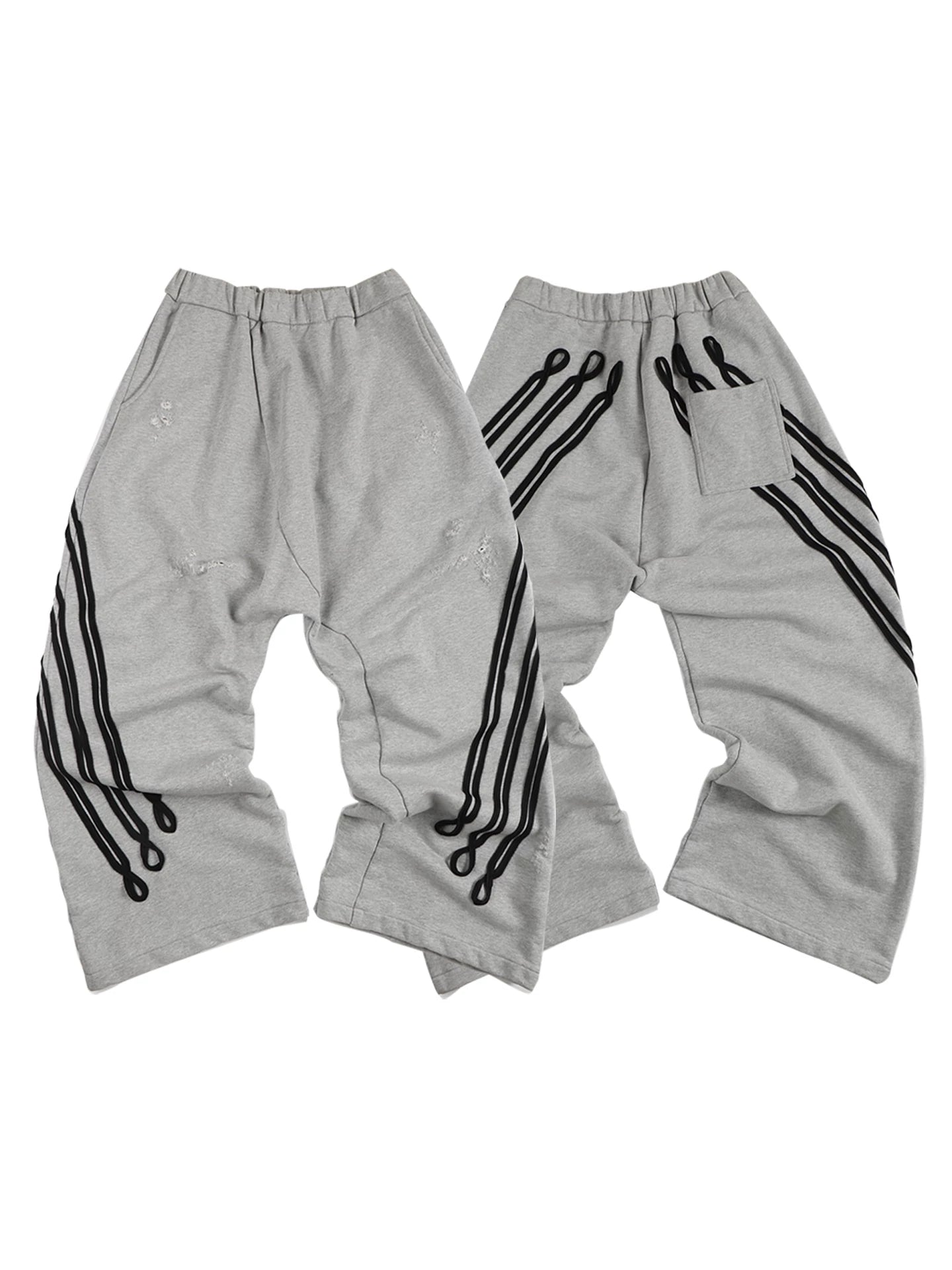 Distressed Curved Royal Ribbon Sweatpants