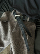 Horsehair Double-breasted Asymmetric Top-grain Leather Belt